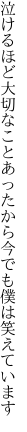 泣けるほど大切なことあったから 今でも僕は笑えています