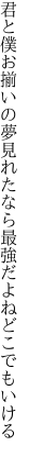 君と僕お揃いの夢見れたなら 最強だよねどこでもいける