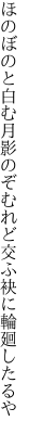 ほのぼのと白む月影のぞむれど 交ふ袂に輪廻したるや