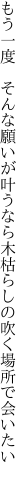 もう一度 そんな願いが叶うなら 木枯らしの吹く場所で会いたい