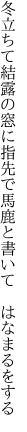 冬立ちて結露の窓に指先で 馬鹿と書いて　はなまるをする