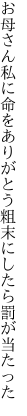 お母さん私に命をありがとう 粗末にしたら罰が当たった