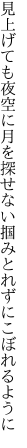 見上げても夜空に月を探せない 掴みとれずにこぼれるように