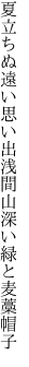 夏立ちぬ遠い思い出浅間山 深い緑と麦藁帽子