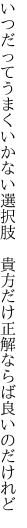 いつだってうまくいかない選択肢 　貴方だけ正解ならば良いのだけれど