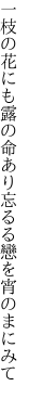 一枝の花にも露の命あり 忘るる戀を宵のまにみて