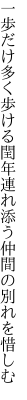 一歩だけ多く歩ける閏年 連れ添う仲間の別れを惜しむ