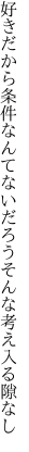 好きだから条件なんてないだろう そんな考え入る隙なし