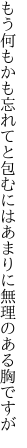 もう何もかも忘れてと包むには あまりに無理のある胸ですが