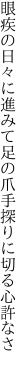 眼疾の日々に進みて足の爪 手探りに切る心許なさ