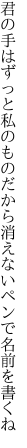 君の手はずっと私のものだから 消えないペンで名前を書くね