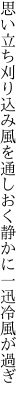 思い立ち刈り込み風を通しおく 静かに一迅冷風が過ぎ