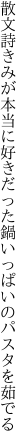 散文詩きみが本当に好きだった 鍋いっぱいのパスタを茹でる