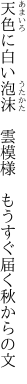 天色に白い泡沫　雲模様　 もうすぐ届く秋からの文