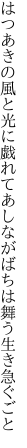 はつあきの風と光に戯れて あしながばちは舞う生き急ぐごと