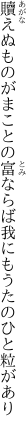 贖えぬものがまことの富ならば 我にもうたのひと粒があり