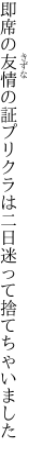 即席の友情の証プリクラは 二日迷って捨てちゃいました