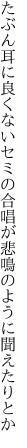 たぶん耳に良くないセミの合唱が 悲鳴のように聞えたりとか