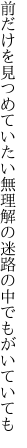 前だけを見つめていたい無理解の 迷路の中でもがいていても