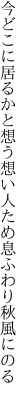 今どこに居るかと想う想い人 ため息ふわり秋風にのる