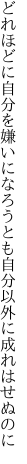 どれほどに自分を嫌いになろうとも 自分以外に成れはせぬのに