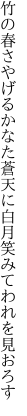 竹の春さやげるかなた蒼天に 白月笑みてわれを見おろす