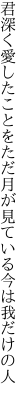 君深く愛したことをただ月が 見ている今は我だけの人