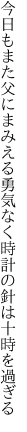 今日もまた父にまみえる勇気なく 時計の針は十時を過ぎる