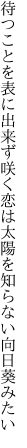 待つことを表に出来ず咲く恋は 太陽を知らない向日葵みたい