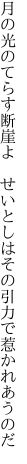 月の光のてらす断崖よ　せいとしは その引力で惹かれあうのだ