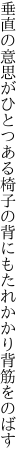 垂直の意思がひとつある椅子の背に もたれかかり背筋をのばす