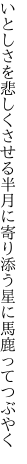 いとしさを悲しくさせる半月に 寄り添う星に馬鹿ってつぶやく