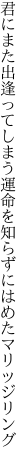 君にまた出逢ってしまう運命を 知らずにはめたマリッジリング