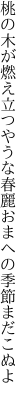 桃の木が燃え立つやうな春麗 おまへの季節まだこぬよ