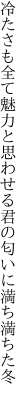 冷たさも全て魅力と思わせる 君の匂いに満ち満ちた冬