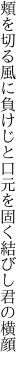 頬を切る風に負けじと口元を 固く結びし君の横顔