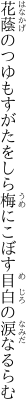 花蔭のつゆもすがたをしら梅に こぼす目白の涙なるらむ