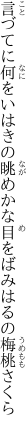 言づてに何をいはきの眺めかな 目をばみはるの梅桃さくら