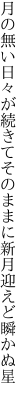 月の無い日々が続きてそのままに 新月迎えど瞬かぬ星