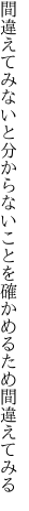間違えてみないと分からないことを 確かめるため間違えてみる