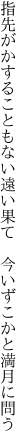 指先がかすることもない遠い果て 　今いずこかと満月に問う