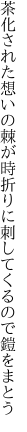 茶化された想いの棘が時折りに 刺してくるので鎧をまとう