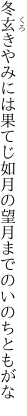 冬玄きやみには果てじ如月の 望月までのいのちともがな