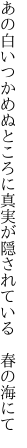 あの白いつかめぬところに真実が 隠されている　春の海にて