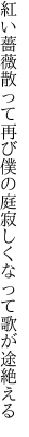 紅い薔薇散って再び僕の庭 寂しくなって歌が途絶える