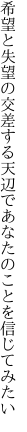 希望と失望の交差する天辺で あなたのことを信じてみたい