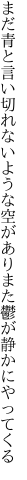 まだ青と言い切れないような空があり また鬱が静かにやってくる