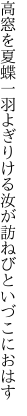 高窓を夏蝶一羽よぎりける 汝が訪ねびといづこにおはす