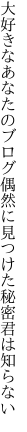 大好きなあなたのブログ偶然に 見つけた秘密君は知らない