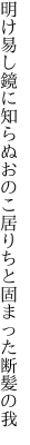 明け易し鏡に知らぬおのこ居り ちと固まった断髪の我